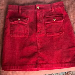 LOFT Vibrant Red Corduroy Mini Skirt